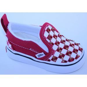Vans Checkerboard Classic Slip-On Red Sneakers 3.5